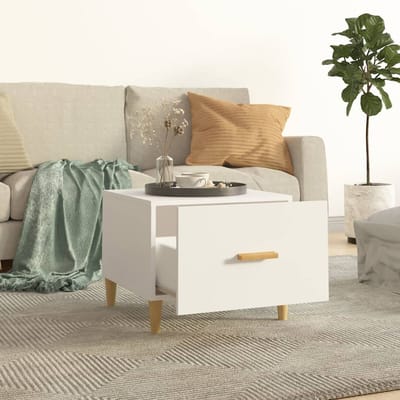 vidaXL - Salontafels - 2 - st - 50x50x40 - cm - bewerkt - hout - wit