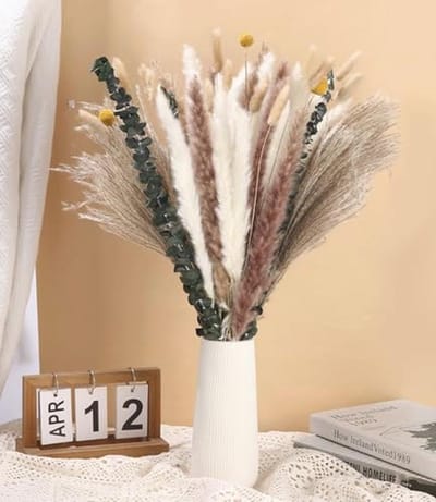 Gedroogd Pampas Gras Boho Decoratie 115 Stuks - Eucalyptus en Riet Gras Boeket voor Tafel en Bruiloften