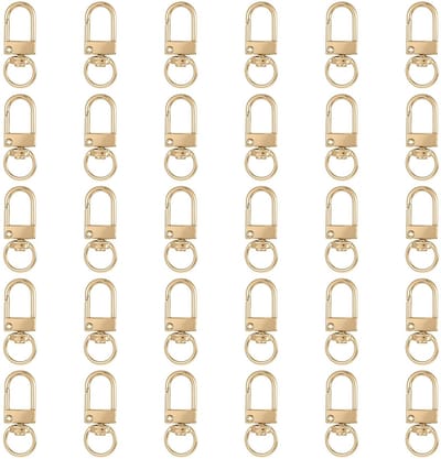 Dailygoods- Karabijnhaak Goud - 30 Stuks - Sleutelhanger - Kreeftgesp - D-ring - 360° Draaibare Sluiting - Zinklegering 3,2 x 1,2 cm