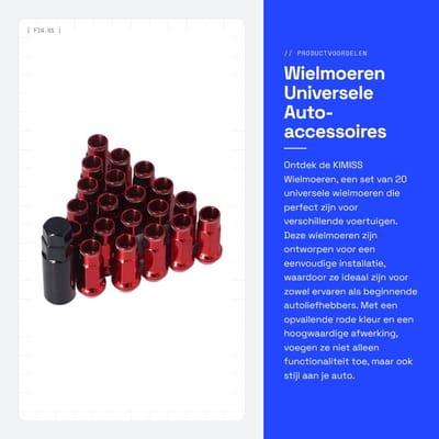Dailygoods - Wielmoeren - Universele Auto-accessoires - Eenvoudig te installeren - Rood - Metalen Wielmoeren - 20 stuks M12x1.25