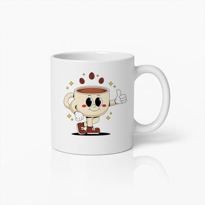 Schattige Koffiekop Mok met Lachend Gezicht en Koffiebonen – Perfect Cadeau voor Koffieliefhebbers