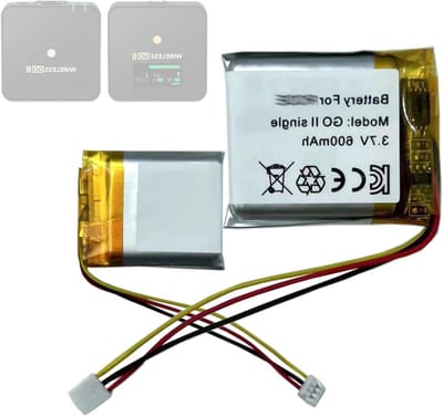 Reservebatterij - Extra accu - Draadloze microfoon - Hoge capaciteit - 30 gram - Zwart