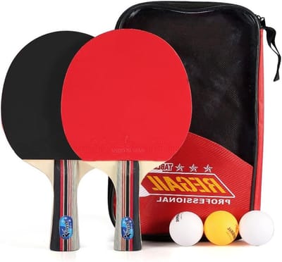 Tafeltennisset - Pingpong set - Sport en spel - Inclusief net - 2 batjes 3 ballen - Rood en zwart