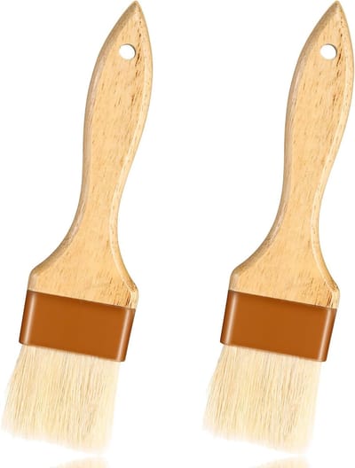 2 stuks bakborstelset, houten handvat, hittebestendig, bakborstel, natuurlijke borstels, borstel voor koken en bakken, borstelharen metalen fixatie, duurzaam keukengerei voor marinade en boter