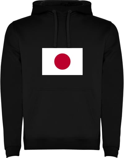 Zwarte unisex hoodie met Wereldse vlaggen het land Japan merk Roly maat M