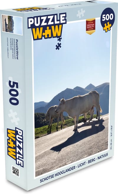 Puzzel Schotse hooglander - Licht - Berg - Natuur - Legpuzzel - Puzzel 500 stukjes