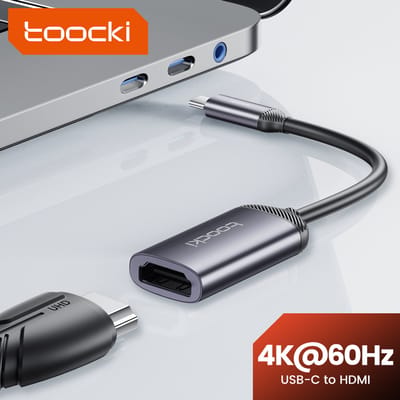 Toocki USB C naar HDMI-kabel 4K 60Hz Type C HDMI-compatibele kabel voor iPhone 15 Samsung S23 MacBook Pro Air iPad HDMI-adapter