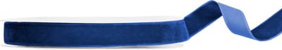 Fluwelen decolint navy blauw, 15mm breed - rol 10 meter - velours lint - velvet lint