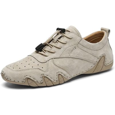Chaussures Décontractées pour Hommes Cuir Mode Baskets pour Hommes Fait Main Respirantes Mocassins pour Hommes Chaussures Bateau Grande Taille 38 kaki