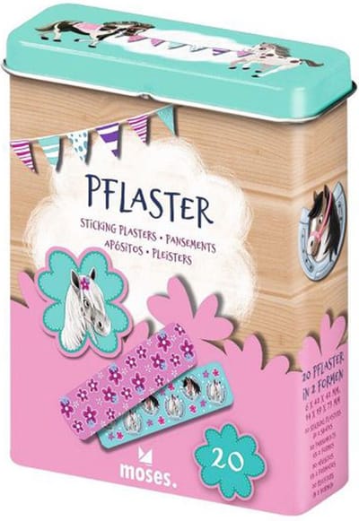 Moses Pleisters In Metalen Doos Paarden 20-delig Groen/roze