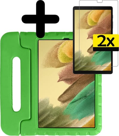 Hoes - Geschikt voor Samsung Galaxy Tab A7 Lite - Met 2x Screenprotector - Kinderhoes Shockproof Bumper - Kidsproof Case - Tablet Hoesje - Kinder Cover - Groen