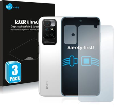 Savvies - Screenprotector voor Xiaomi Redmi 10 (Voor+Camera) - Folie Beschermfolie transparant 6 Stuks