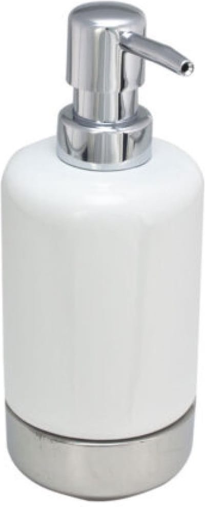 Svenska Living Zeeppompje/dispenser - wit met zilver - keramiek - 300 ml - navulbaar - keuken/toilet/badkamer