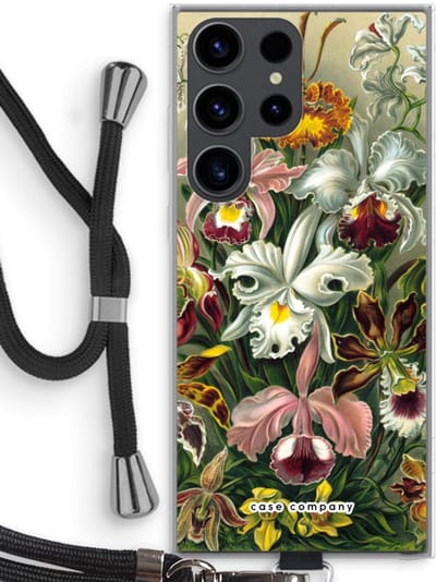 Case Company® - Hoesje met koord geschikt voor Samsung Galaxy S23 Ultra hoesje met Koord - Haeckel Orchidae - Telefoonhoesje met Zwart Koord - Bescherming aan alle Kanten en Over de Schermrand