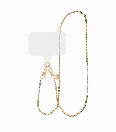 xoxo Wildhearts telefoonkoord met clip - Dreamy - Lang koord - Geschikt voor iPhone - Geschikt voor Samsung - Universeel - Phone cord met koord clip - Easy Cord - Telefoonketting - Koord voor telefoon - Telefoon hanger ketting goud