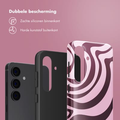 Selencia Hoesje - Geschikt voor Samsung Galaxy S24 - Backcover - Wavy Swirl Pink Plum