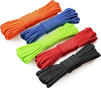 Dailygoods- Paracord 4 mm - 5 Rollen x 10 Meter - 250 kg Trekkracht - Nylon Materiaal - 7 Kernstructuur - Zeer Sterk Paracord - Touw