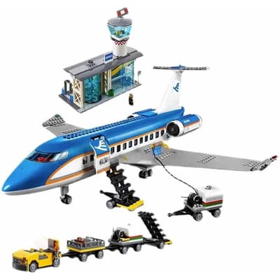 718 STUKS Bemande Luchthaven Passagiersterminal Vliegtuig Bouwstenen Blokken Ruimteveer Model Compatibel 60104 Speelgoed Kinderen Cadeaus gray