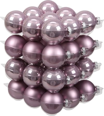 Othmar Decorations Kerstballen - 36x st - salie paars/lichtpaars - 6 cm - glas - mat/glans