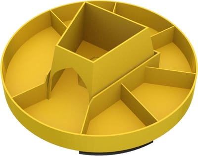 Draaibare Tokenlade - Draaiplateau Spelmateriaal - Bordspellen Organiseren - 7 Vakken en Kaartsleuven - 177 mm diameter - Geel