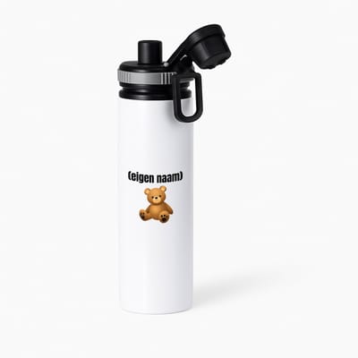 Hacebo® - teddybeer met eigen naam waterfles met draaidop grijs - Teddybeer - kinderen/knuffel liefhebber - iemand die houdt van teddyberen - verjaardag - cadeau - kado - geschenk - water fles - 850ML