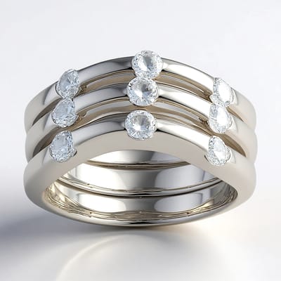 Cavill - Zilveren Ring - 925 Sterling Zilver Gerhodineerd - 9 Nigeriaanse Zirkonen 0,878 ct Rondgeslepen Pave Zetting Elegantie