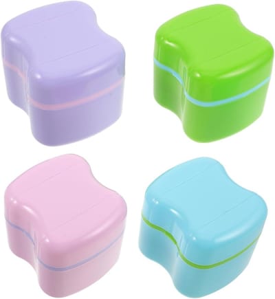 Kunstgebit Badje - Opbergdoos - Veilig Opbergen - Lekvrij Ontwerp - 4 Stuks - Diverse Kleuren