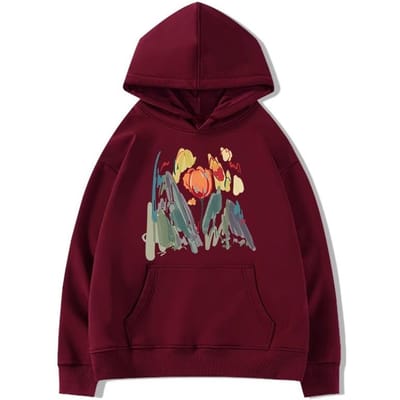 Bordeauxrode hoodie voor dames Losse casual graffiti design sense trendy sweatshirt jas 2XL rood