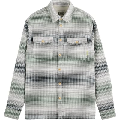 Scotch & Soda Relaxed Fit Stripe Waffle Shirt Amsterdam Green Stripe Taglia: M | Maglie a manica lunga Outlet | Uomo | Verde