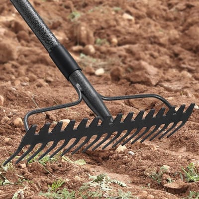 60" Heavy Duty Tuinhark met Roestvrijstalen Handvat - Perfect voor Grondbewerking en Gazonegalisatie