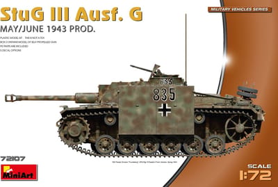 MiniArt Modelbouwpakket Auto - 72107 Sturmgeschütz III - StuG III Ausf. G - Mei/Juni 1943 Productie Plastic - 1:72 - Modelbouw