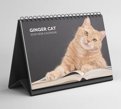 Staande Bureaukalender 2026-2027 met Kattenprint - Dik Papier