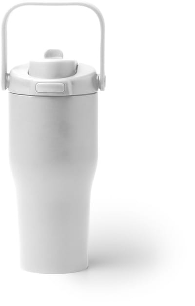 Dubbelwandige RVS Thermosfles / beker met handgreep en 550 ml kleur Wit Geschikt voor laser techniek