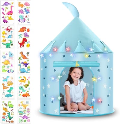 Speeltent voor Kinderen met Multikleurige Ster LED Verlichting, Vouwbare Yurt voor Binnen en Buiten, Inclusief Stickers en Creatieve Speelmogelijkheden