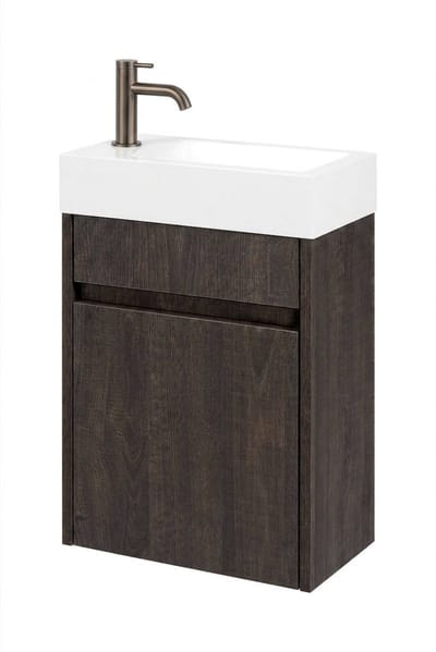 Saqu Florence fonteinmeubel kasteel bruin incl. fontein en gunmetal kraan links