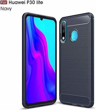 Ntech Soft Brushed TPU Hoesje Geschikt voor Huawei P30 Lite / P30 Lite New Edition - Donker Blauw