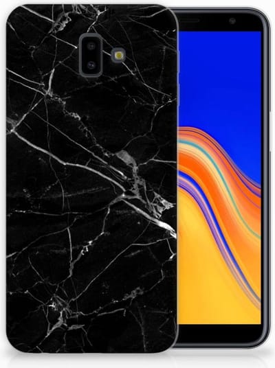 Samsung Galaxy J6 Plus (2018) TPU Siliconen Hoesje Marmer Zwart - Origineel Cadeau Vader