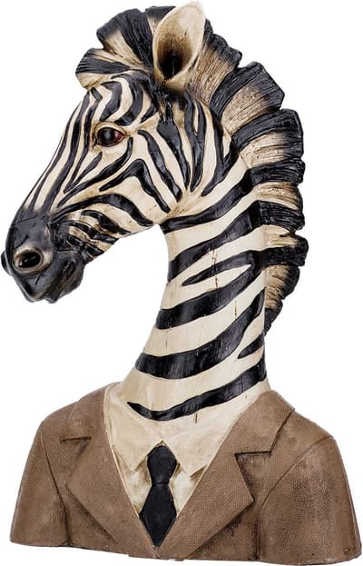 Cosy @ Home Zebra Buste Bruin 18x27xh39cm Polyresin