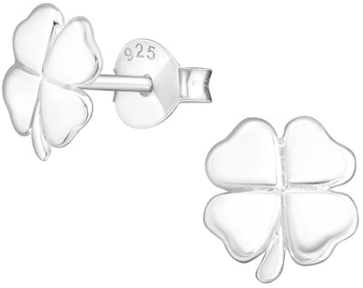 Joy|S - Zilveren klaver oorbellen - klavertje vier - 8 mm - oorknoppen sterling zilver 925