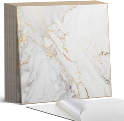 Coloray Plaktegels - Elegant marmer met aderen Zelfklevende Tegels - 20 cm x 20 cm - Wit Plaktegels - 20 stuks - Vierkant PVC Tegels - Plaktegels Badkamer - Plaktegels Vloer - Vinyltegels Vloer Zelfklevend - Wandtegel Zelfklevend