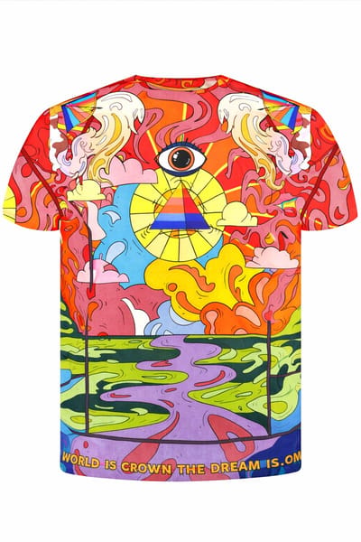 Starry Indigo - Heren / Mannen korte mouw T-shirt | Rood-Geel-Oranje | Strand mode | Hawaii print | Maat M