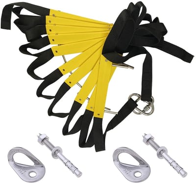 ISOP Fire Escape 10 m 4 Stories | Rope Ladder Fire Escape for 4 Storey House | Portable, Foldable and Compact | Emergency Ladder Wall-Mounted | Mounting Hardware Inc. Load Weight 470 kg