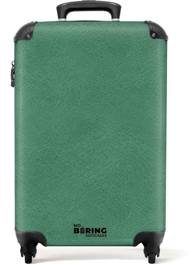 NoBoringSuitcases.com - Koffer - Lederen look blauw groen - Past binnen 55x40x20 cm en 55x35x25 cm - Trolley handbagage - Valiezen met wieltjes volwassenen - Reiskoffer op wielen - Rolkoffer lichtgewicht