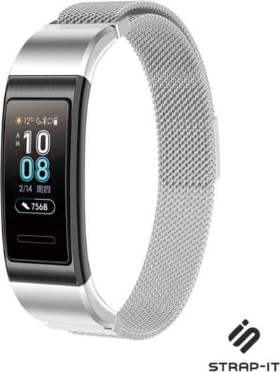 Milanees Smartwatch bandje - Geschikt voor Huawei band 3 / 4 Pro Milanese band - zilver - Strap-it Horlogeband / Polsband / Armband