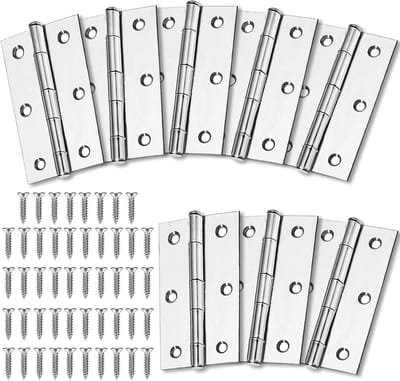 Deurscharnieren - 8 stuks - 7,5 × 5 × 0,5 cm - RVS scharnieren - Vlakke scharnieren - Geschikt voor binnendeuren, ramen, kleine meubels, kasten - Zilver