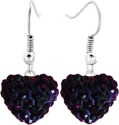 Fako Bijoux® - Oorbellen - Disco Dots - Hanger - Hart - Amethist