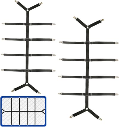 Verstelbare Hoeslaken Klemmen - 2 Stuks voor Bedlinnen, Matrasklemmen en Sofa Covers - Zwart, Ideaal voor een Strak Aangepast Hoeslaken