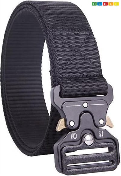 *** Tactische Riem - Metalen Veiligheidsriem - Militaire Riem - Mannen- en Vrouwenriem - Outdoor Sportriem - Heupriem - Zwarte Klikriem - Combat Riem - Koppelriem - Verstelbare Nylon - van Heble® ***