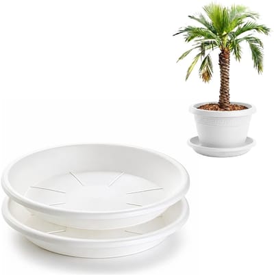 Plasticforte plantenpot onder schotel / opvang schaal - 2x - wit - dia 45 cm - Kunststof - voor een pot met dia 55/60 cm
