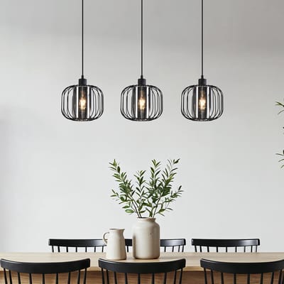 LumenXL Hanglamp Dilan - smoke glas, 3-lichts - zwart